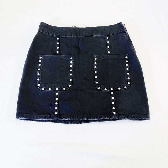 Zara Black Mini Skirt Pockets Studded Details SZ S NWT - Picture 8 of 8